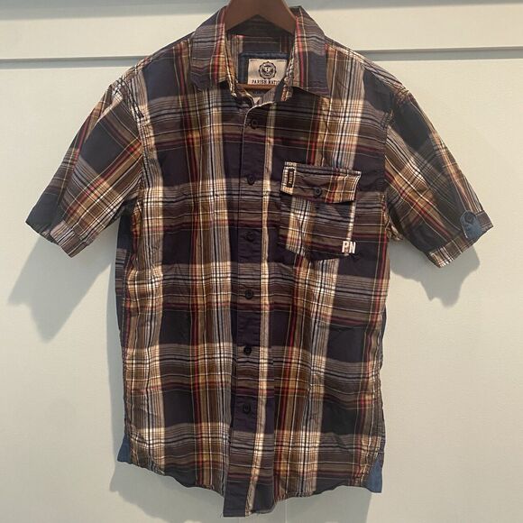 Parish Nation Other - Parish Nation Y2K Shirt Mens Large Brown Plaid Hip Hop Streetwear Logos Retro